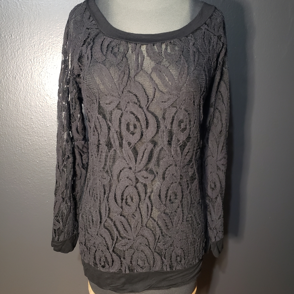 29. BOHME Black Floral Lace Women's Top